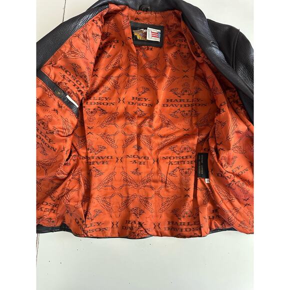 VTG 90's Y2K Harley Davidson Black Leather Jacket Motorcycle Size Medium - Picture 7 of 9